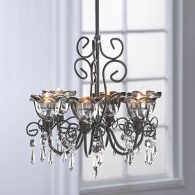 Smoked Glass Six-Candle Chandelier