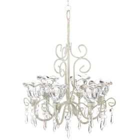 Distressed Ivory Six-Candle Chandelier