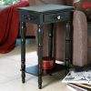 Black Side Table with Crystal Drawer Pull