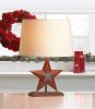 Distressed-Look Red Star Country Table Lamp