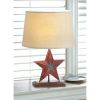 Distressed-Look Red Star Country Table Lamp