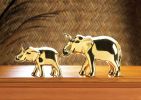 Golden Ceramic Elephant Figurine - 5 inches