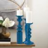 Artisan Wood Candle Holder - Cadiz Blue