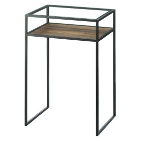 Glass-Top Industrial Side Table