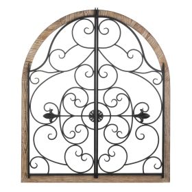 Arched Wood and Iron Swirls Wall Decor