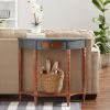 Vintage-Look Half-Moon Wood Hall Table