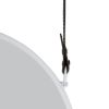 Round Hanging Wall Mirror with Faux Leather Strap - White