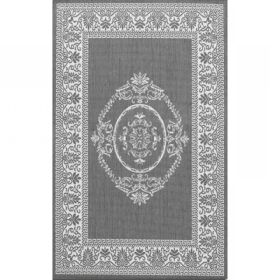 5'10 x 9'2 Grey White Medallion Indoor Outdoor Area Rug