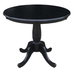 Round 36-inch Solid Wood Kitchen Dining Table in Black