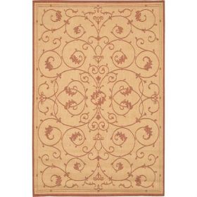 2' x 3'9 Floret Vines Leaves Floral Area Rug in Terracotta Natural