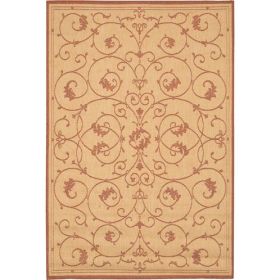 5'10 x 9'2 Indoor Outdoor Area Rug with Floret Floral Pattern Terracotta