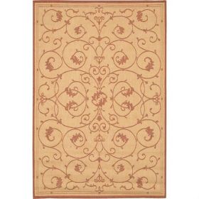 5'10 x 9'2 Indoor Outdoor Area Rug with Floret Floral Pattern Terracotta