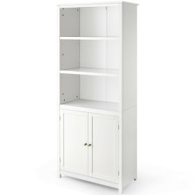 White Bathroom Linen Tower Towel Storage Cabinet with 3 Open Shelves