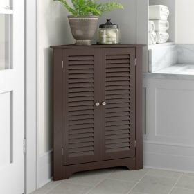 Espresso Corner 2 Door Space Saving Bathroom Storage Cabinet