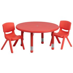 33" Round Plastic Height Adjustable Activity Table Set with 2 Chairs(D0102HE210A)