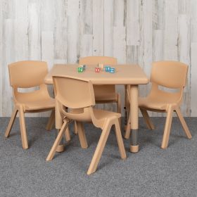 24" Square Plastic Height Adjustable Activity Table Set with 4 Chairs(D0102HE215A)