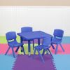 24" Square Plastic Height Adjustable Activity Table Set with 4 Chairs(D0102HE217G)