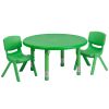 33" Round Plastic Height Adjustable Activity Table Set with 2 Chairs(D0102HE21LU)