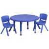 33" Round Plastic Height Adjustable Activity Table Set with 2 Chairs(D0102HE21LY)