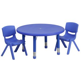 33" Round Plastic Height Adjustable Activity Table Set with 2 Chairs(D0102HE21LY)