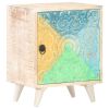 Carved Bedside Cabinet 15.7"x11.8"x19.7" Solid Acacia Wood - Multicolour