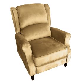 Classic Fabric Push back Recliner, Single Sofa Manual Recliner, with Padded Seat, Backrest, for Living Room, Bedroom - Golden Brown