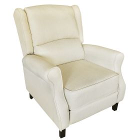 Classic Fabric Push back Recliner, Single Sofa Manual Recliner, with Padded Seat, Backrest, for Living Room, Bedroom - Light Yellow