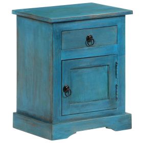 Bedside Table Solid Mango Wood 15.7"x11.8"x19.7" Blue - Blue