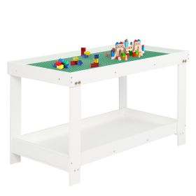 MDF With Green Building Plank Children's Table And Chair Dual Purpose White, 82.6*43.2*49.5cm RT(D0102HP6N5V)