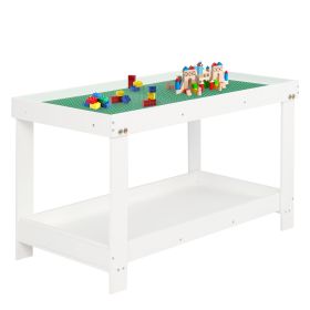 MDF With Green Building Plank Children's Table And Chair Dual Purpose White, 82.6*43.2*49.5cm RT(D0102HP6N5V)