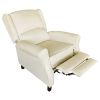 Classic Fabric Push back Recliner, Single Sofa Manual Recliner, with Padded Seat, Backrest, for Living Room, Bedroom - Light Yellow