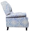 Classic Fabric Push back Recliner, Single Sofa Manual Recliner, with Padded Seat, Backrest, for Living Room, Bedroom - Blue Pattern