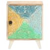 Carved Bedside Cabinet 15.7"x11.8"x19.7" Solid Acacia Wood - Multicolour