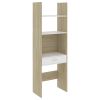Book Cabinet White and Sonoma Oak 23.6"x13.8"x70.9" Chipboard(D0102HHPV3J)