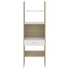 Book Cabinet White and Sonoma Oak 23.6"x13.8"x70.9" Chipboard(D0102HHPV3J)