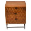 3 Drawer Wooden Nightstand with Textured Panel