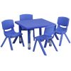 24" Square Plastic Height Adjustable Activity Table Set with 4 Chairs(D0102HE217G)