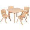 24" Square Plastic Height Adjustable Activity Table Set with 4 Chairs(D0102HE215A)