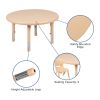 33" Round Plastic Height Adjustable Activity Table Set with 2 Chairs(D0102HE210V)