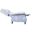 Classic Fabric Push back Recliner, Single Sofa Manual Recliner, with Padded Seat, Backrest, for Living Room, Bedroom - Blue Pattern