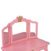Children's Wooden Dressing Table Three-Sided Folding Mirror Dressing Table Chair Single Drawer  Crown Style  YJ(D0102HPDRHV)