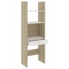 Book Cabinet White and Sonoma Oak 23.6"x13.8"x70.9" Chipboard(D0102HHPV3J)
