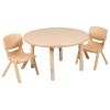 33" Round Plastic Height Adjustable Activity Table Set with 2 Chairs(D0102HE210V)