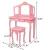 Children's Wooden Dressing Table Three-Sided Folding Mirror Dressing Table Chair Single Drawer  Crown Style  YJ(D0102HPDRHV)