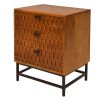 3 Drawer Wooden Nightstand with Textured Panel