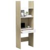 Book Cabinet White and Sonoma Oak 23.6"x13.8"x70.9" Chipboard(D0102HHPV3J)