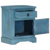 Bedside Table Solid Mango Wood 15.7"x11.8"x19.7" Blue - Blue
