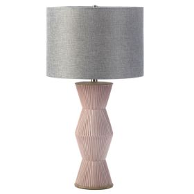 Gable Ridges Table Lamp - Pink with Gray Shade
