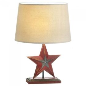 Distressed-Look Red Star Country Table Lamp
