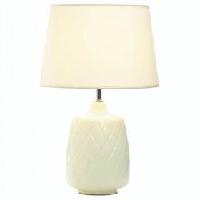 White Ceramic Table Lamp - Quilted Diamonds